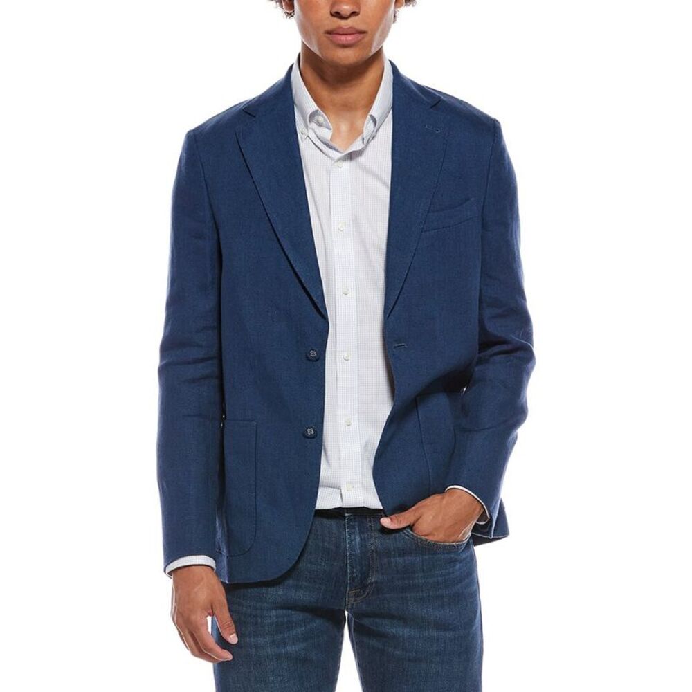 Officine Générale Mens Officine Generale Arthus Linen Jacket, Blue